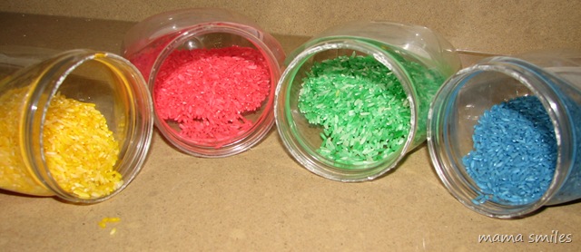 How to make your own dyed rice for sensory play and art projects.