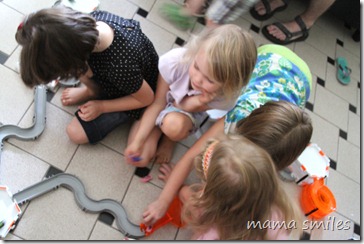 Emma and her friends playing with Hexbug Nanos