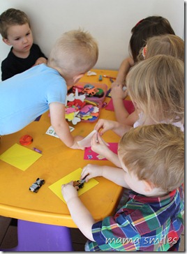playing with bug stickers