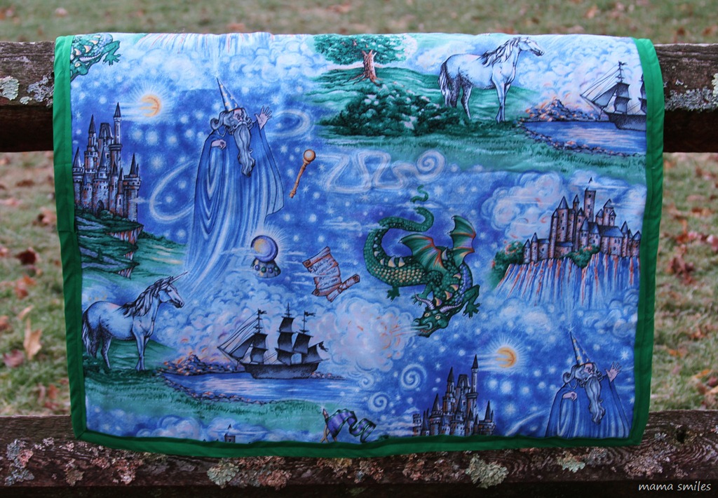 Fantasy scene on back of quilt