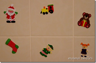 foam stickers as last-minute bath toys