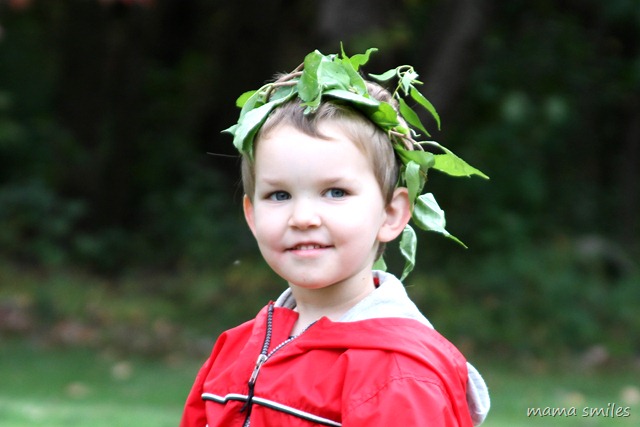 Johnny with his leaf crown