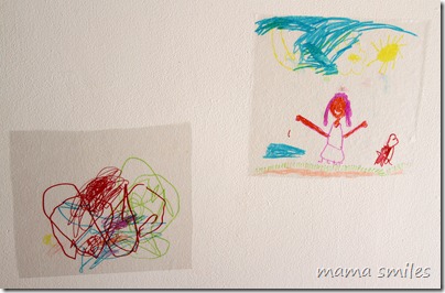 children's artwork drawn on contact paper