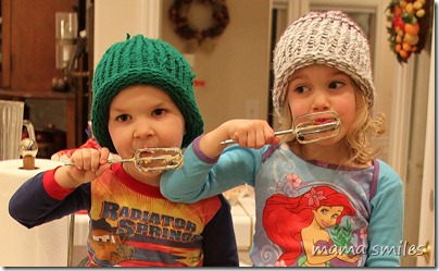 Johnny and Emma help bake Christmas cookies