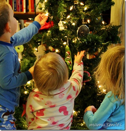 Admiring our Christmas Tree (photo by Mike)