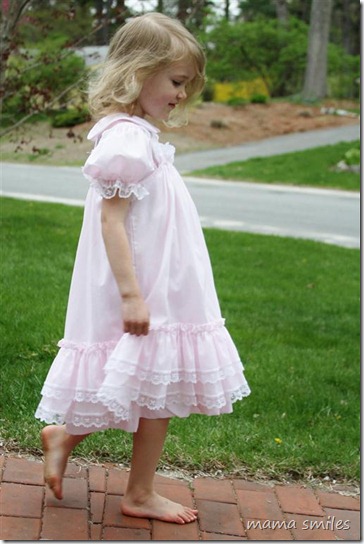 Emma in a dress worn by several of my cousins
