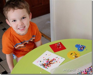 Johnny makes a mess with craft fuse beads
