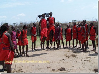 Masai men competing for women