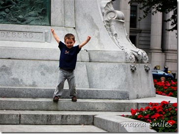 Johnny jumping in a park in Montreal