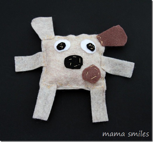 child-sewn stuffed dog 