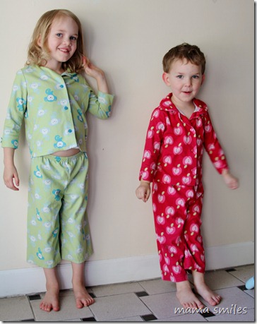 Emma and Johnny in Lily's pajamas