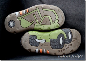 A truck on the bottom of Johnny's shoes
