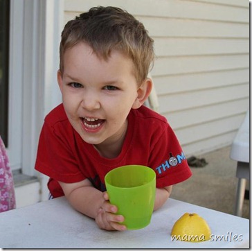 Johnny smiles his approval of the homemade lemonade