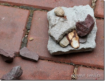 a rock and penny sculpture