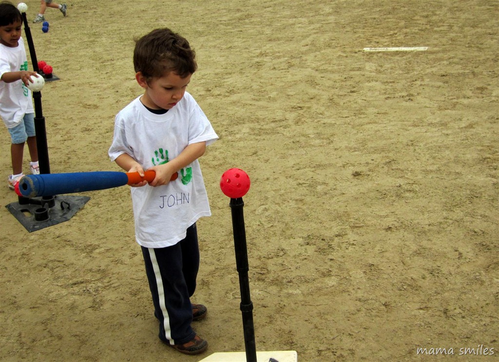 T-ball on preschool game day 