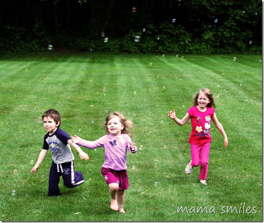 summer fun for kids - chasing bubbles