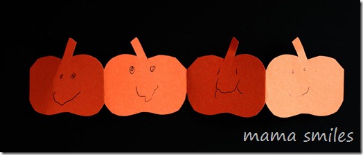 Halloween fun for preschoolers: Drawing faces on pumpkin chains