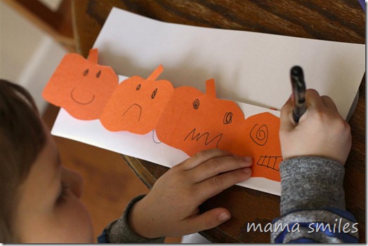 preschooler Exploring Emotions with Pumpkin Jack O' Lantern Chains