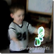 Johnny experiments with a Fyrflyz toy