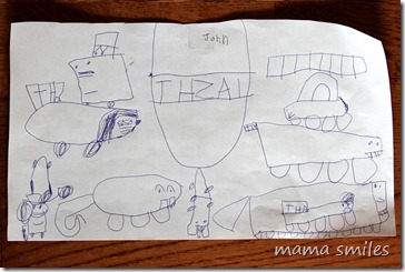 four-year-old drawing inspired by Cars movie
