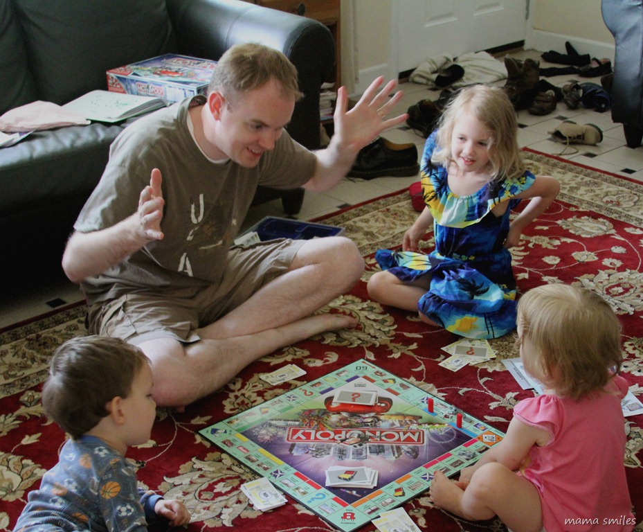 playing simplified monopoly with little kids