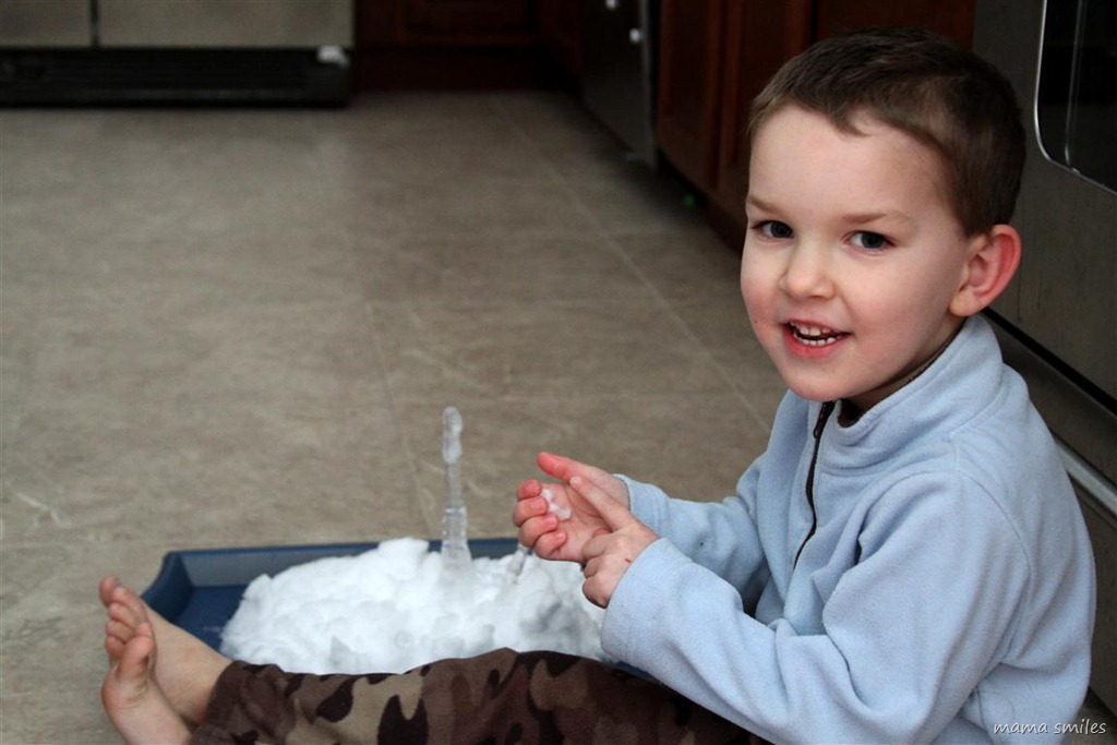 bringing snow indoors for kids to play