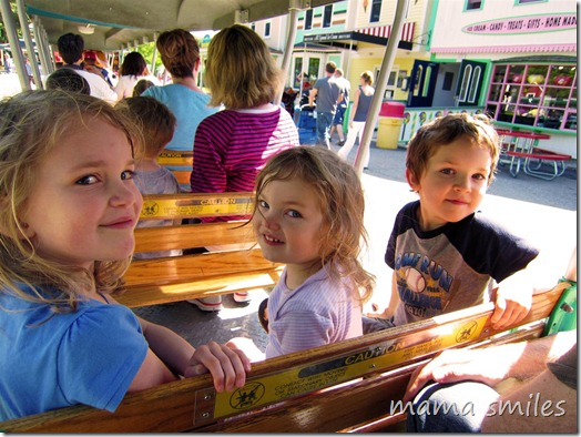 Riding the Story Land train
