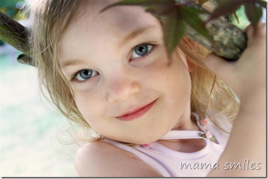 childhood - 3yo Lily climbs a tree