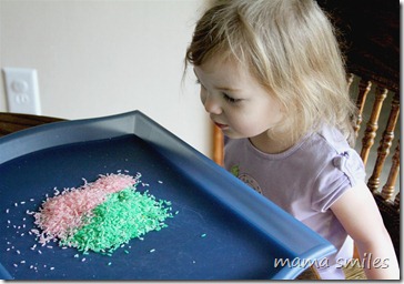 toddler rice sensory play