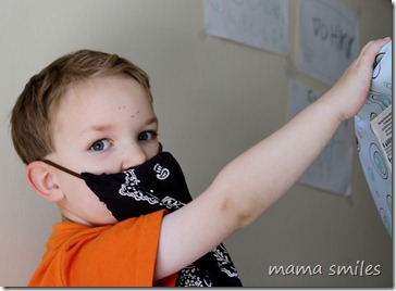 Johnny's moustache made from a bandana and a headband