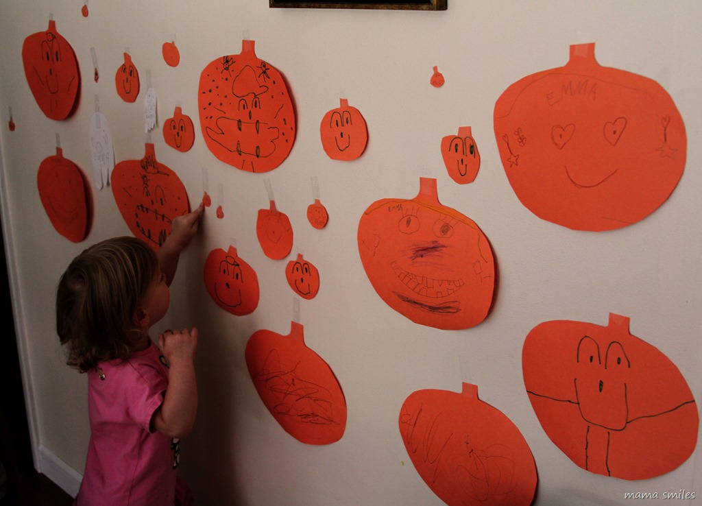 A Wall of Pumpkins Halloween Art for Toddlers