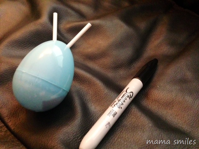 Once the lollipops are in your Easter egg, use a Sharpie pen to draw on a bunny face - or a goofy alien!