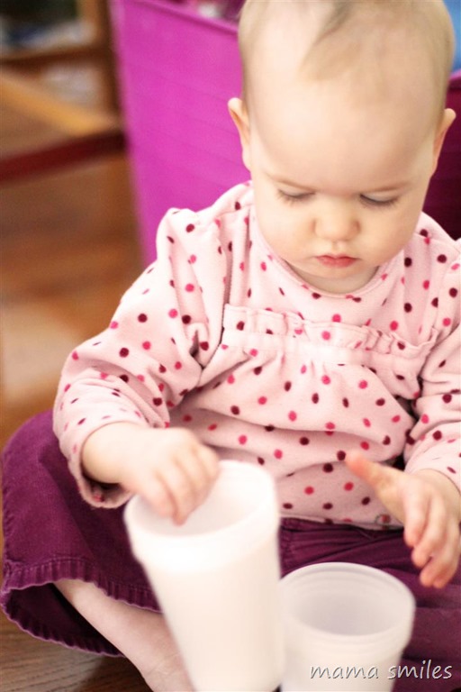 simple baby play idea: stacking cups - from mamasmiles.com