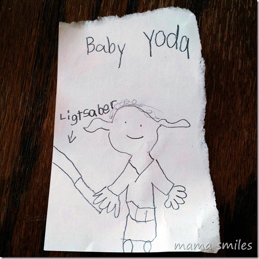 baby yoda drawing 6yo