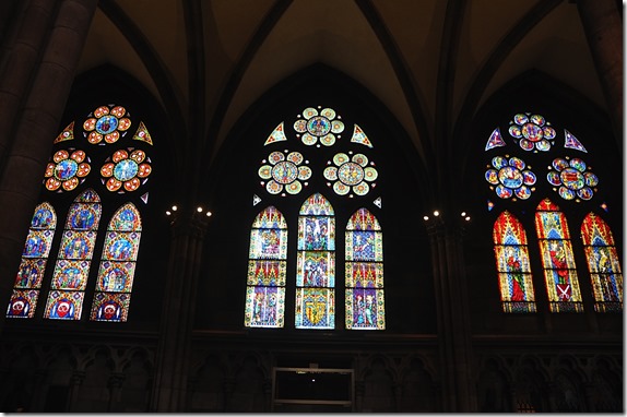 stained glass windows in the Freiburger Munster cathedral