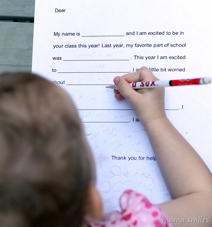 Even this toddler got into writing a back to school letter!