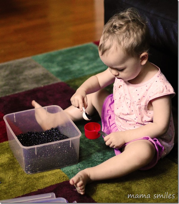 sensory bins provide a great opportunity for kids to practice measuring and pouring