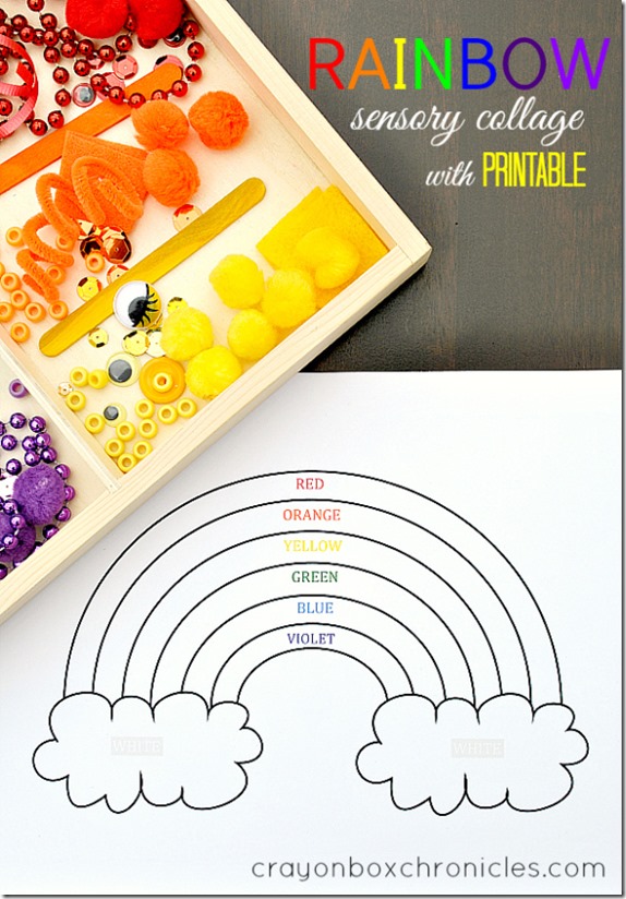 Rainbow sensory collage and printable from Crayon Box Chronicles