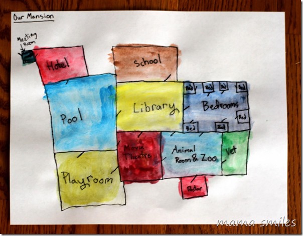 color coded mansion design by a child