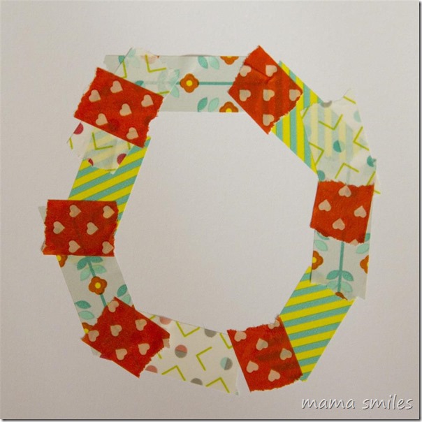 Simple washi tape wreath Christmas card