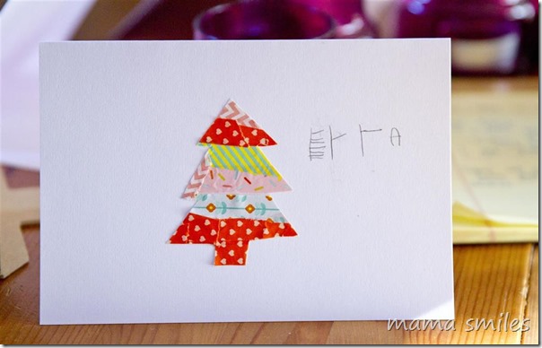 Washi tape Christmas cards kids can make