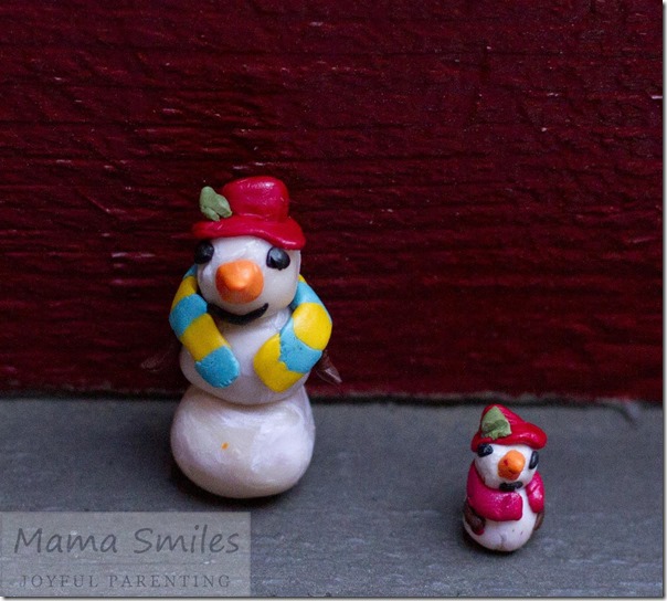Polymer clay snowman ornaments kids can make