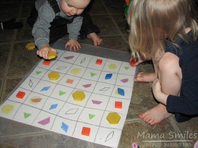 Learning shapes and colors with pattern blocks