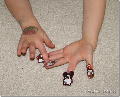 Stickers make wonderful instant finger puppets for kids.