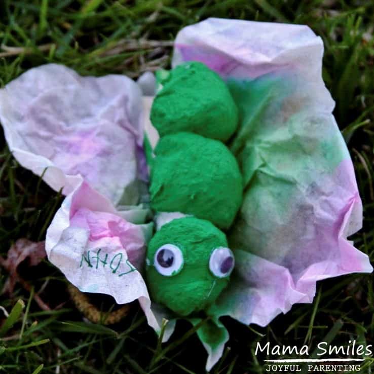 Preschooler butterfly life cycle craft.
