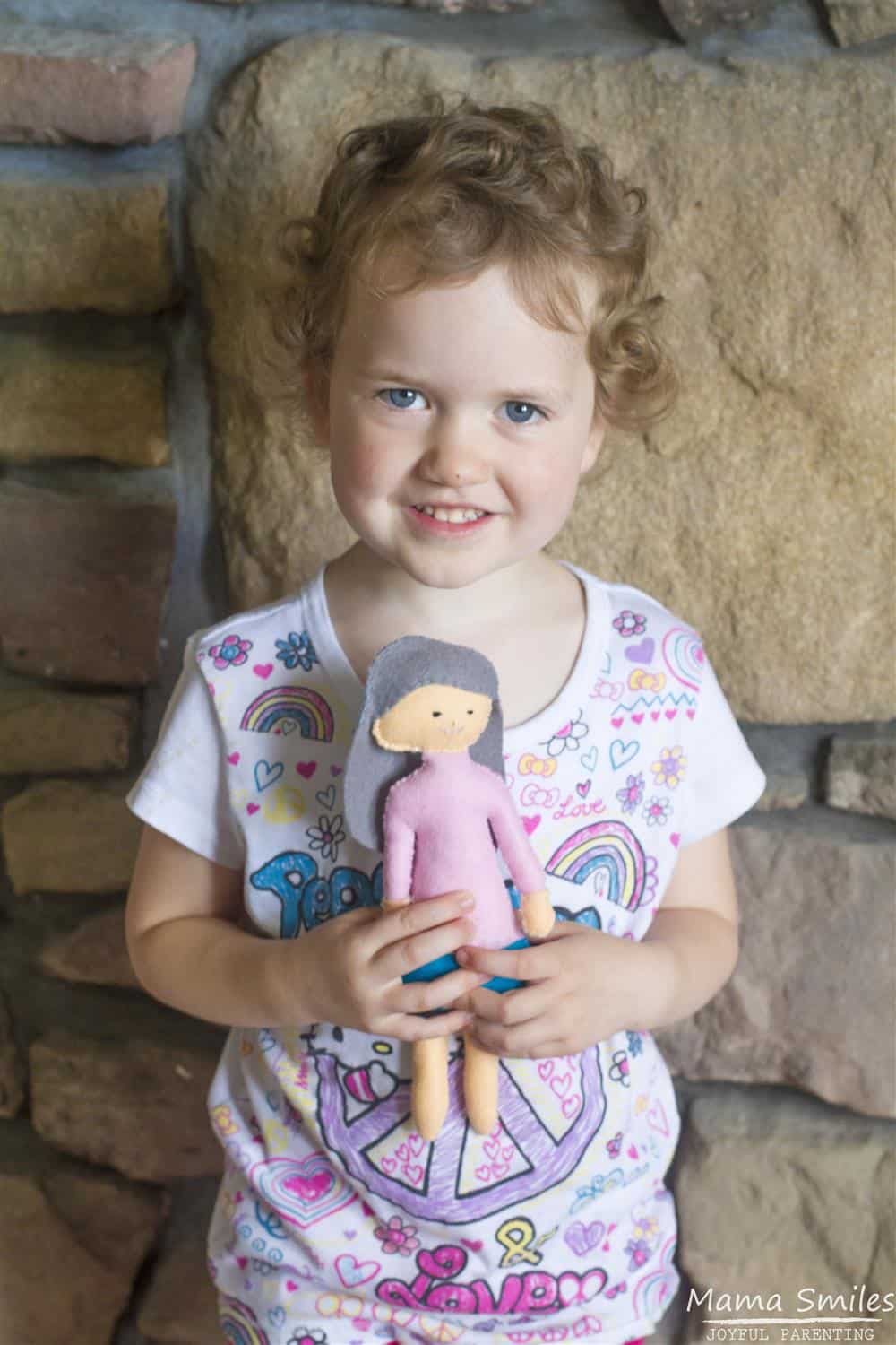 Oh, the magic of bringing a child's imagination to life! This felt doll was based off of her drawing. Fantastic!