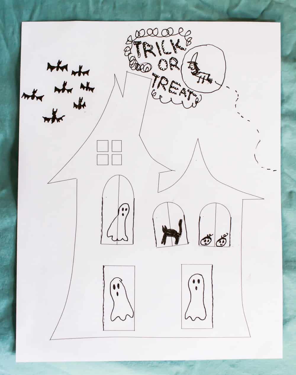 Quick and easy Halloween activity for kids: decorate a haunted house