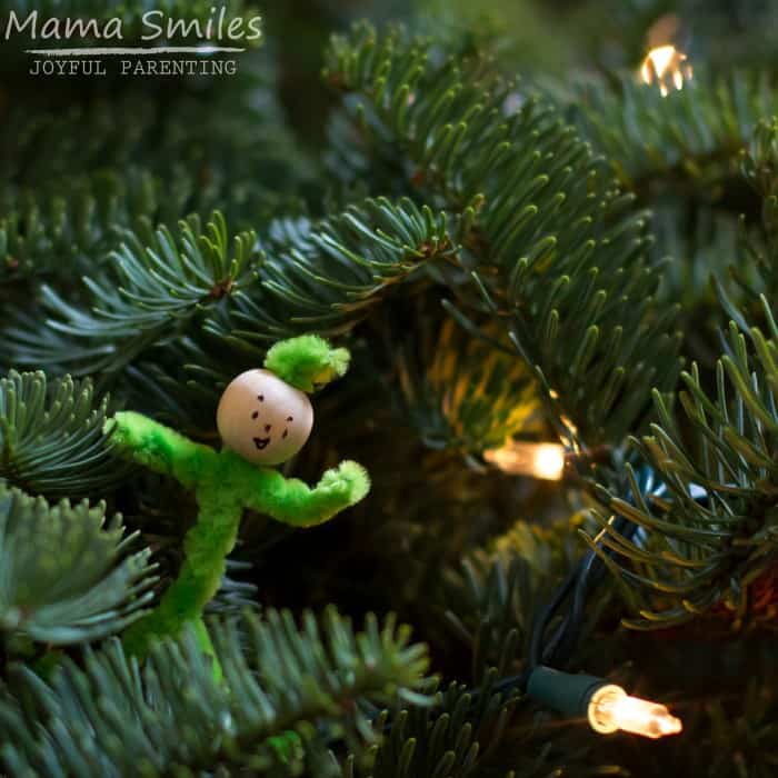 I adore this simple DIY Ninja elf craft! Such an imaginative Christmas ornament for kids to make!