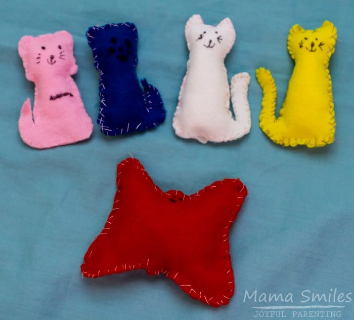 These simple softies make an easy sewing project for beginners. My four-year-old started making them yesterday. So far she has made seven!