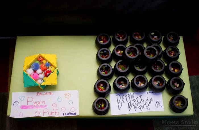 Pygmy puffs and Bertie Botts every flavor beans. Simple accessibly Harry Potter themed birthday party activities that delight.